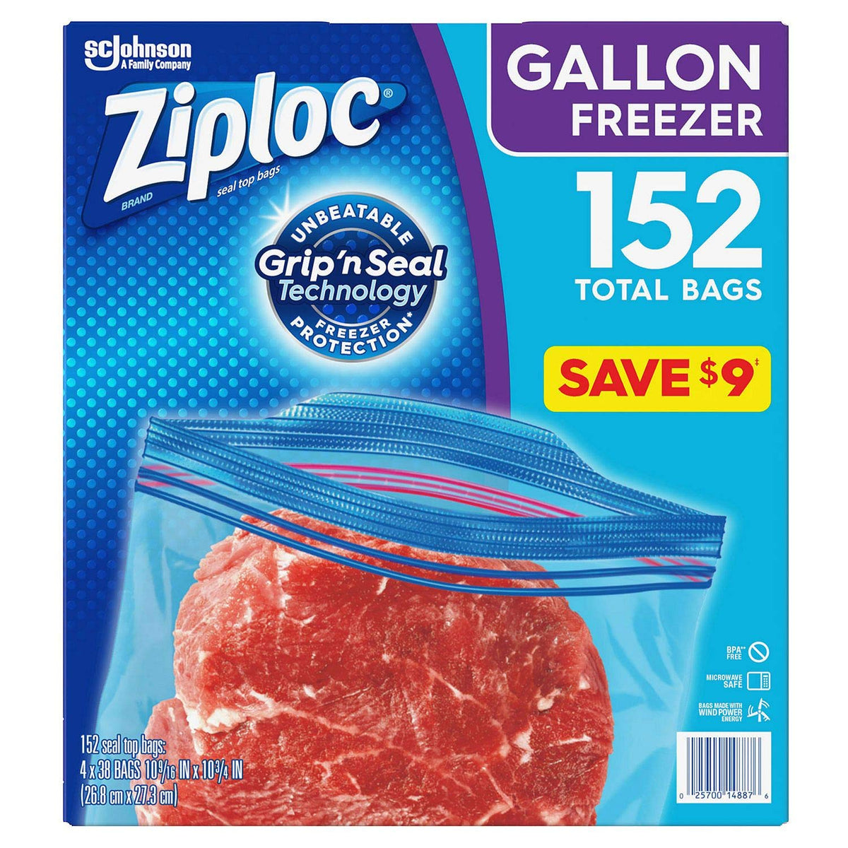 Ziploc Double Zipper Freezer Gallon - 4/38 Count (3 Pack)