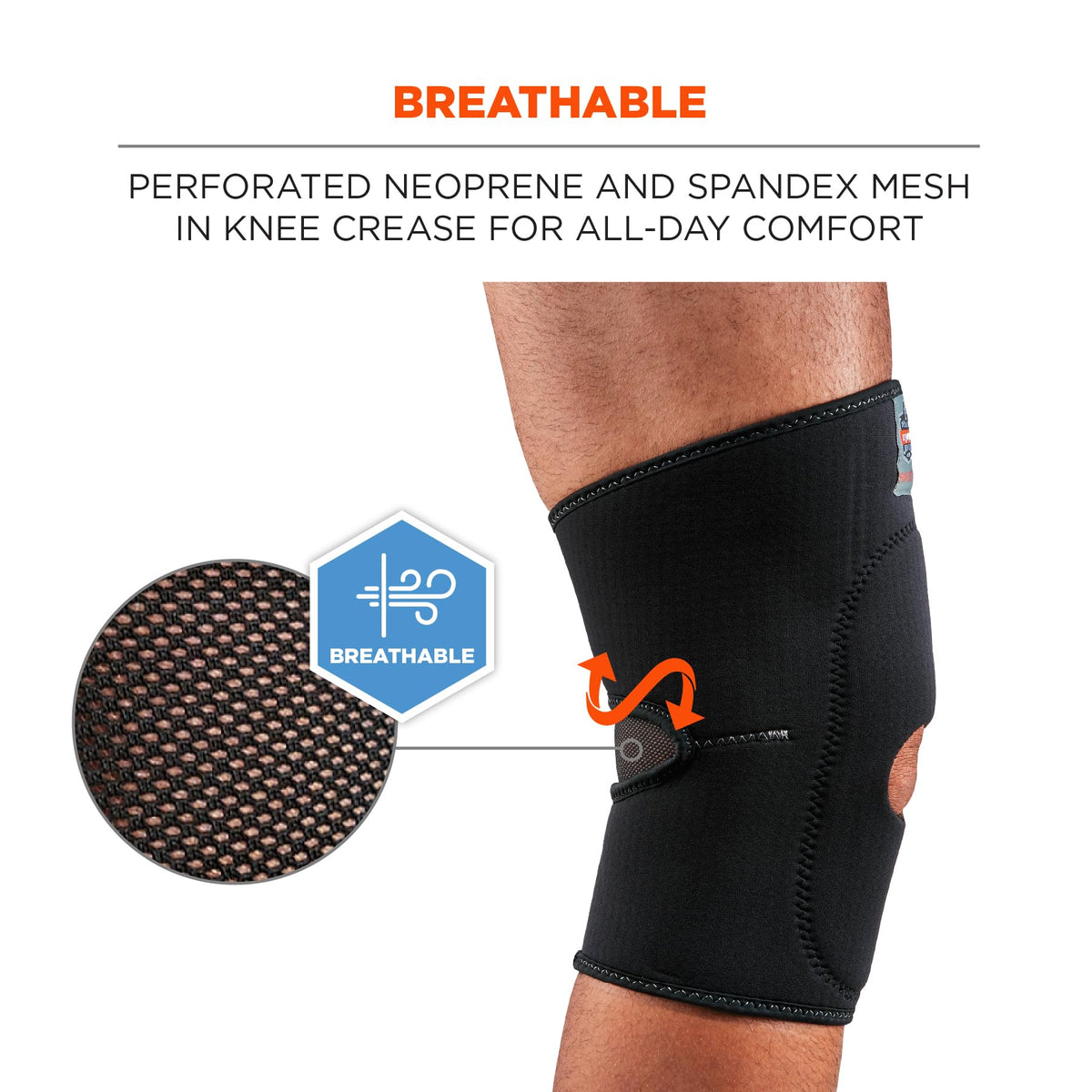 Ergodyne ProFlex 615 Knee Sleeve, Black, Large