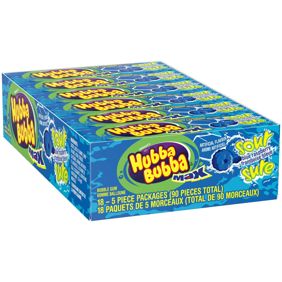 Hubba Bubba Max Sour Blue Raspberry (Pack of 18) (Imported from Canada)