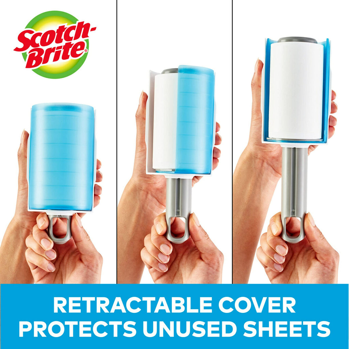 Scotch-Brite Pop & Lock Retractable Lint Roller, 60 Sheets