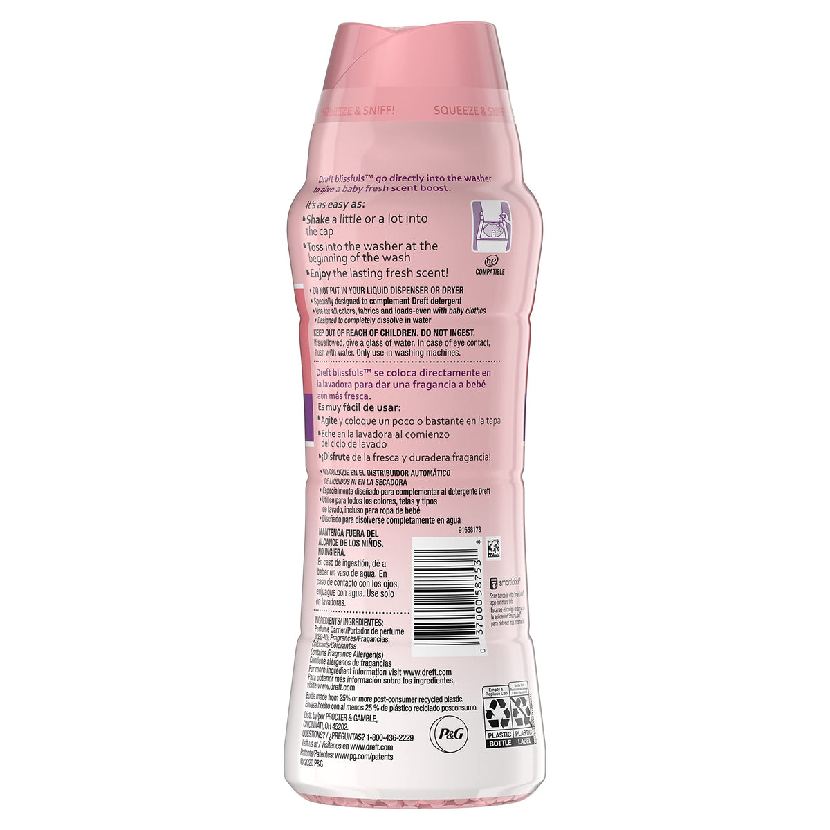 Dreft Blissfuls Laundry Scent Booster Beads for Washer, Baby Fresh Scent, 20.1 oz