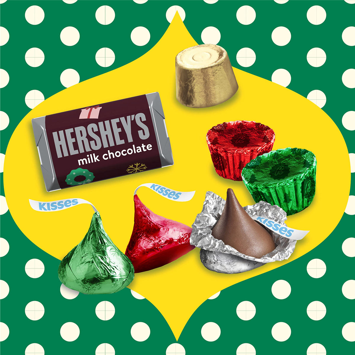 HERSHEY'S, REESE'S and ROLO Assorted Chocolate Flavored, Christmas Candy Bulk Bag, 34.2 oz