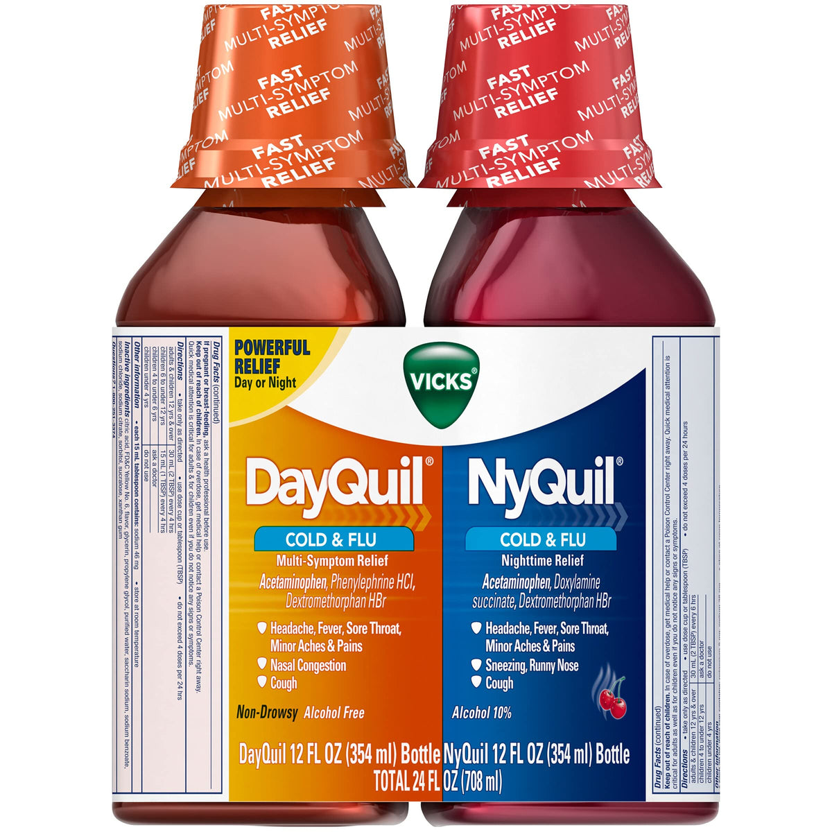 Vicks Dayquil Cold & Flu Multi Symptom Relief, 12 Ounce