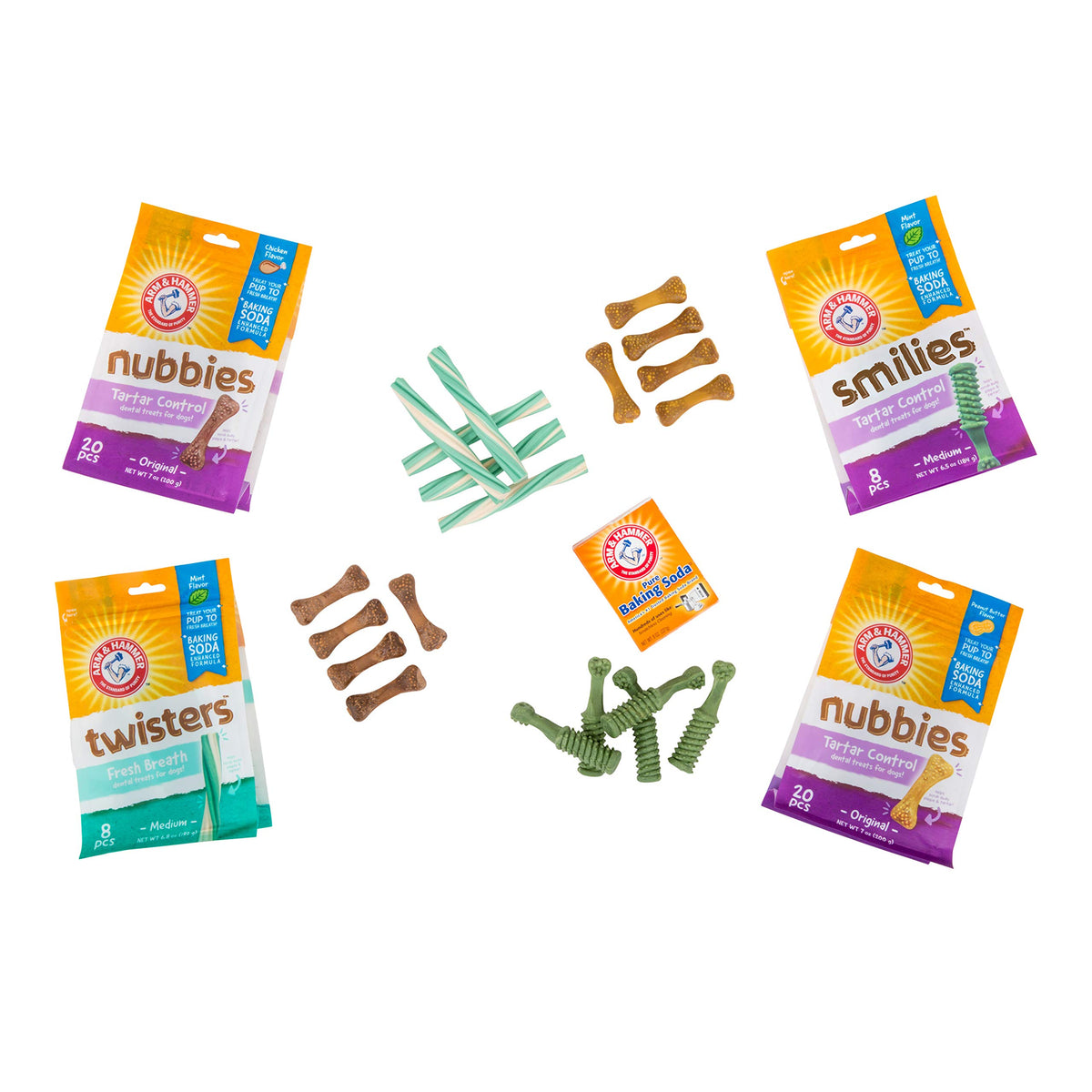 Arm & Hammer for Pets Nubbies Dental Treats for Dogs with Baking Soda and Calcium, Treat Chews Help Fight Bad Breath, Plaque & Tartar without Brushing, Peanut Butter, 20 Pcs, 4pk (Packaging may vary)