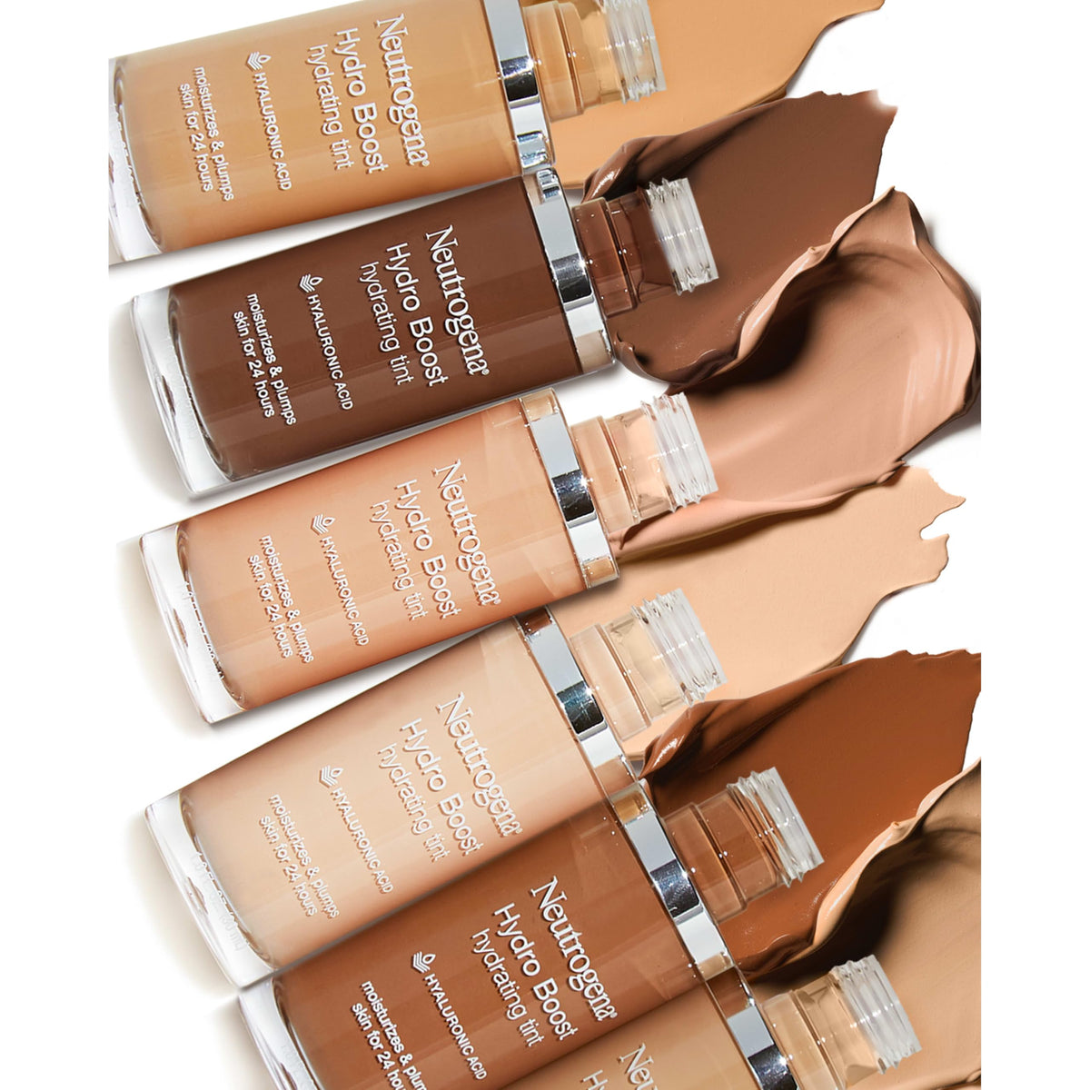 Neutrogena Hydro Boost Hydrating Tint Foundation Makeup for Dry Skin, with Hyaluronic Acid, Lightweight Oil-Free Water Gel, Non-Comedogenic, 20 Natural Ivory, 1.0 fl. oz