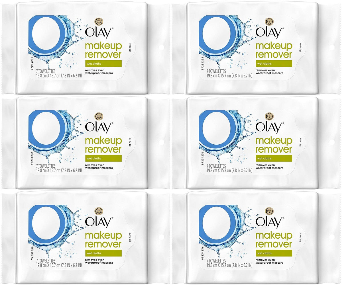 Olay Makeup Remover Wet Cloths, 7 Count (Pack of 6)