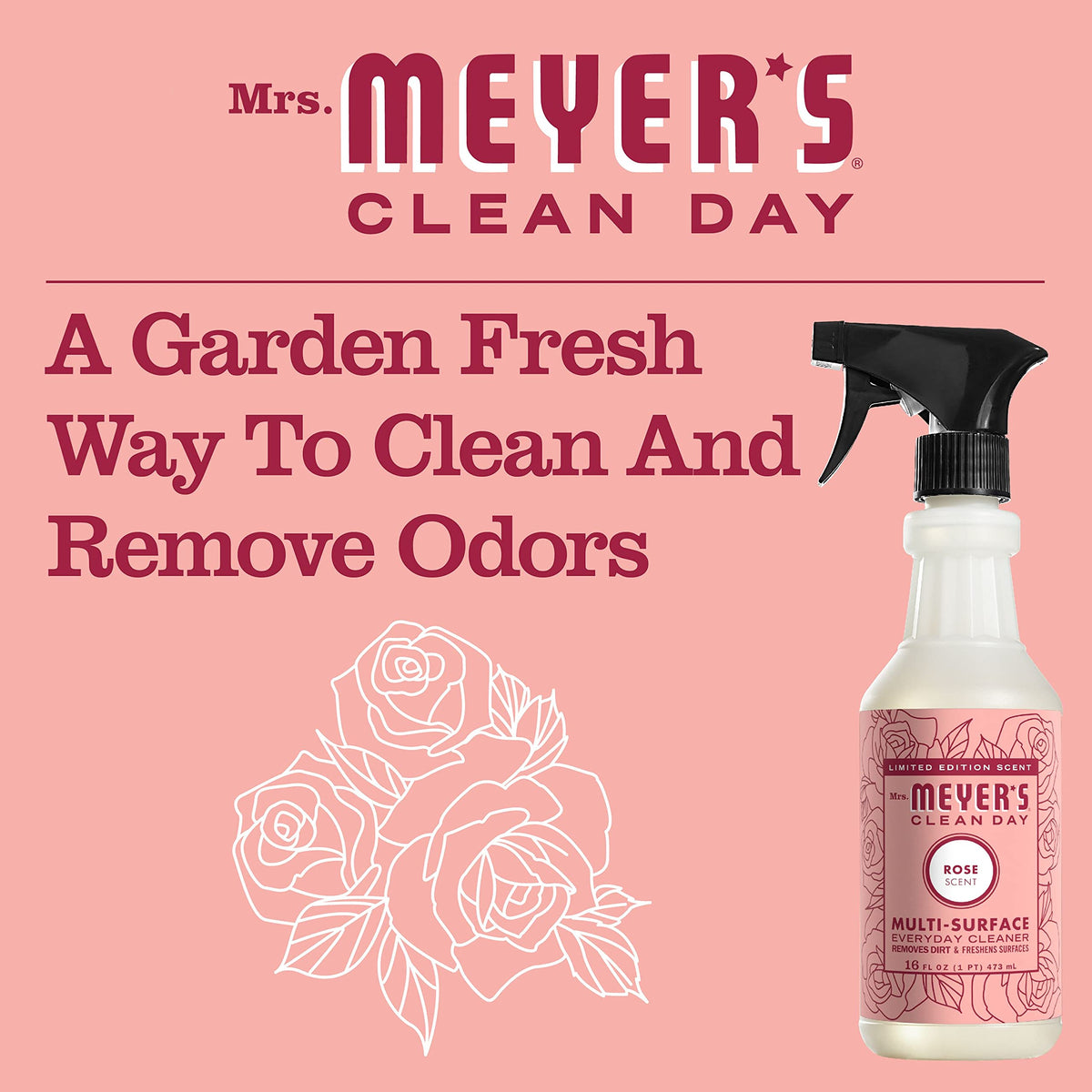 MRS. MEYER'S CLEAN DAY All-Purpose Cleaner Spray, Rose, 16 Fl oz