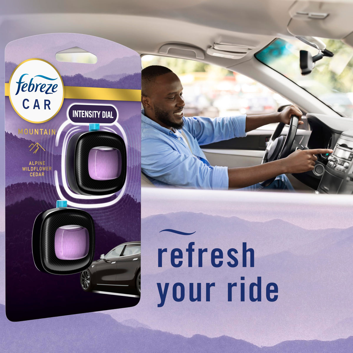 Febreze Car Mountain Scent Air Freshener Vent Clip, .07 oz, 2 Count
