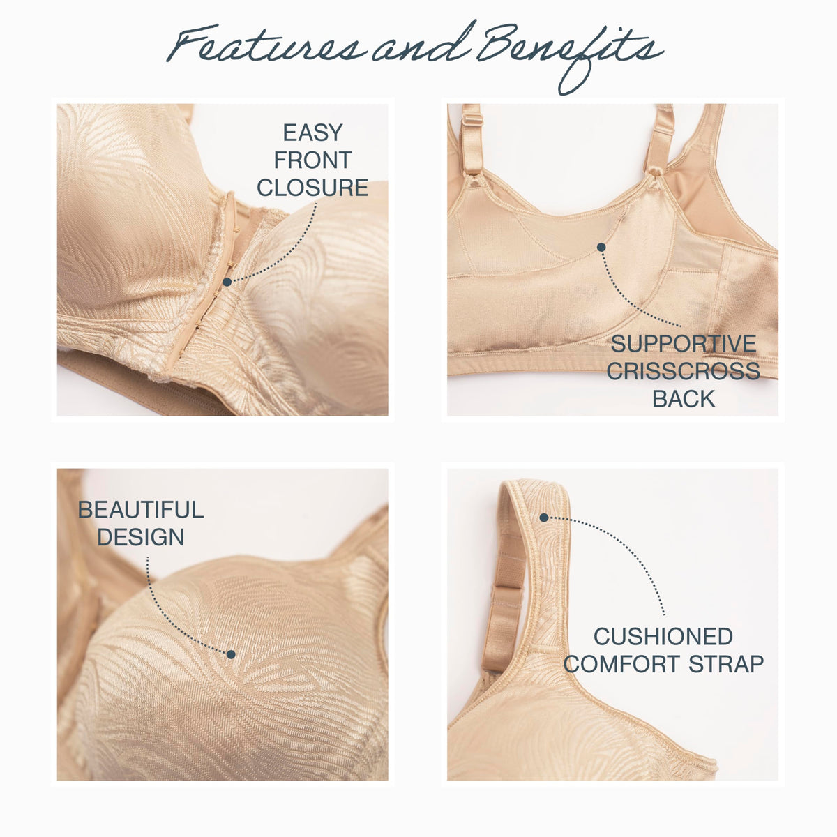 Playtex Womens 18 Hour Extra Back Support Front Close Wireless Use52e with 2-Pack Option Bra, White, 40C US