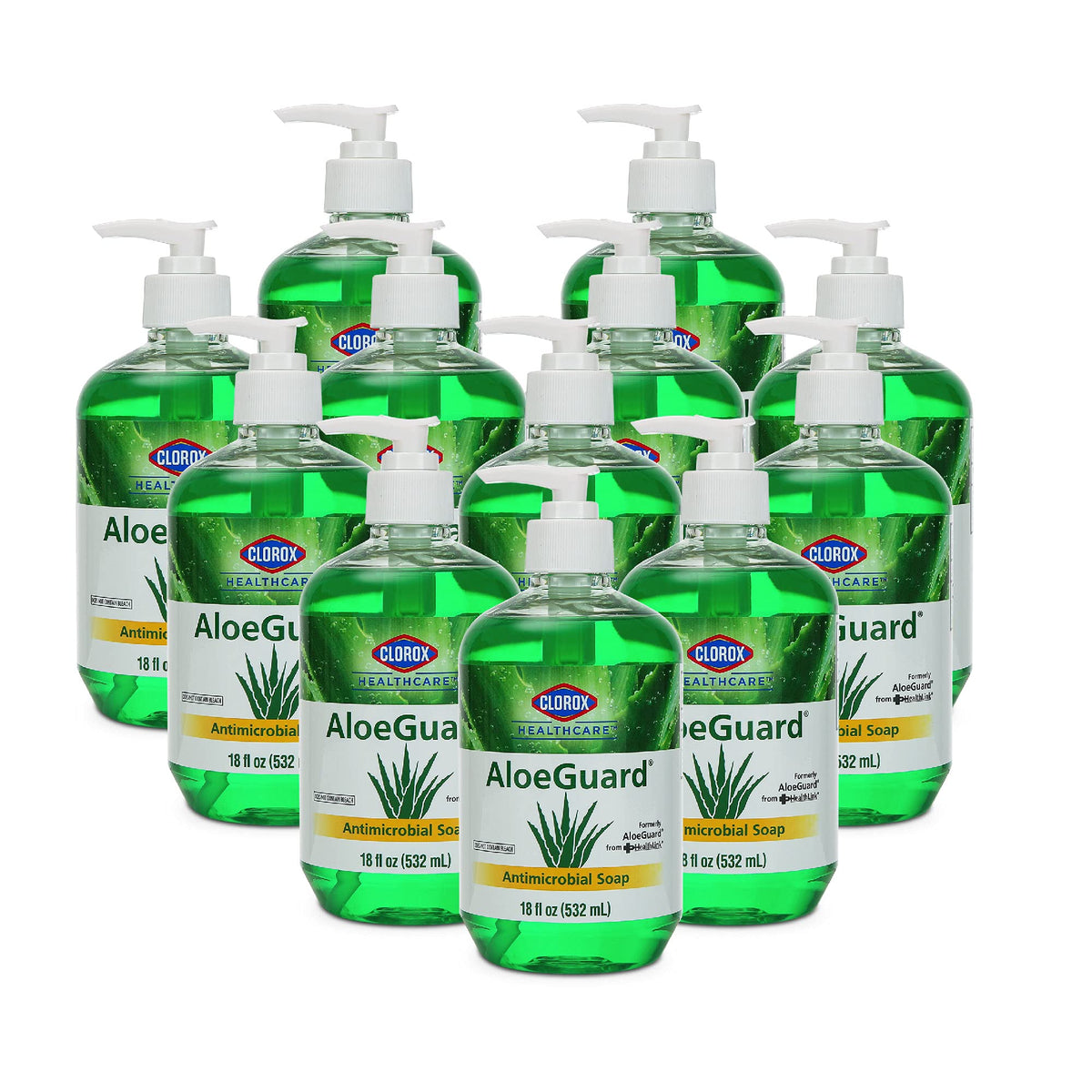 CLOROX Healthcare AloeGuard Antimicrobial Hand Soap for Healthcare Professionals - Liquid Hand Wash for Everyday Use with Aloe Vera to Soothe & Moisturize Hands, 18 Fl Oz - 12 Pack