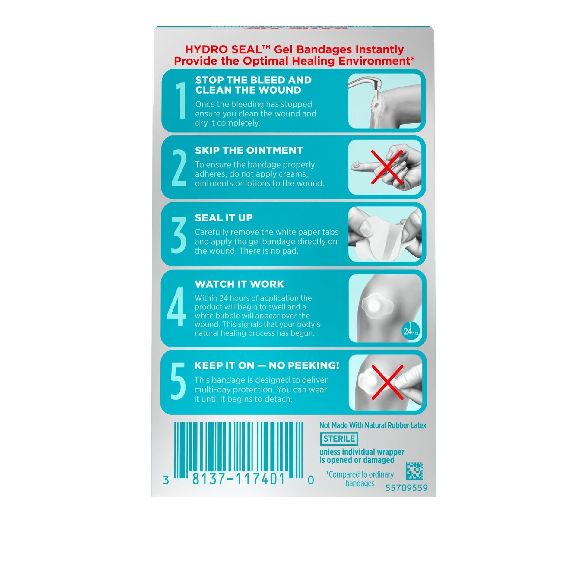 BAND-AID Brand Hydro Seal Adhesive Waterproof Bandages, Large Hydrocolloid Gel Bandages for First Aid Support Better Healing for Minor Blisters, Cuts & Scrapes, FSA/HSA Eligible, 6 ct