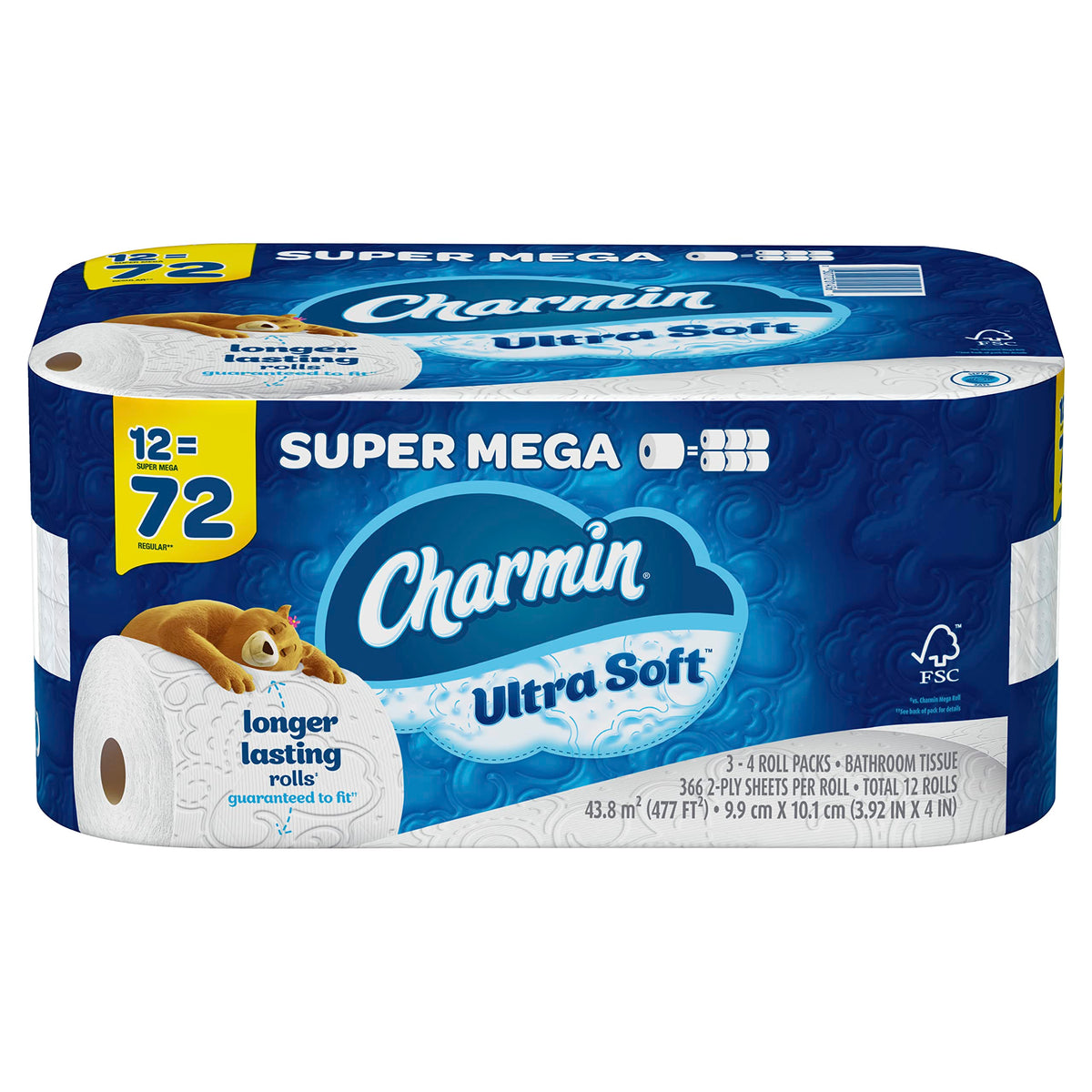 Charmin Ultra Soft Toilet Paper 12 Super Mega Rolls, 366 Sheets Per Roll