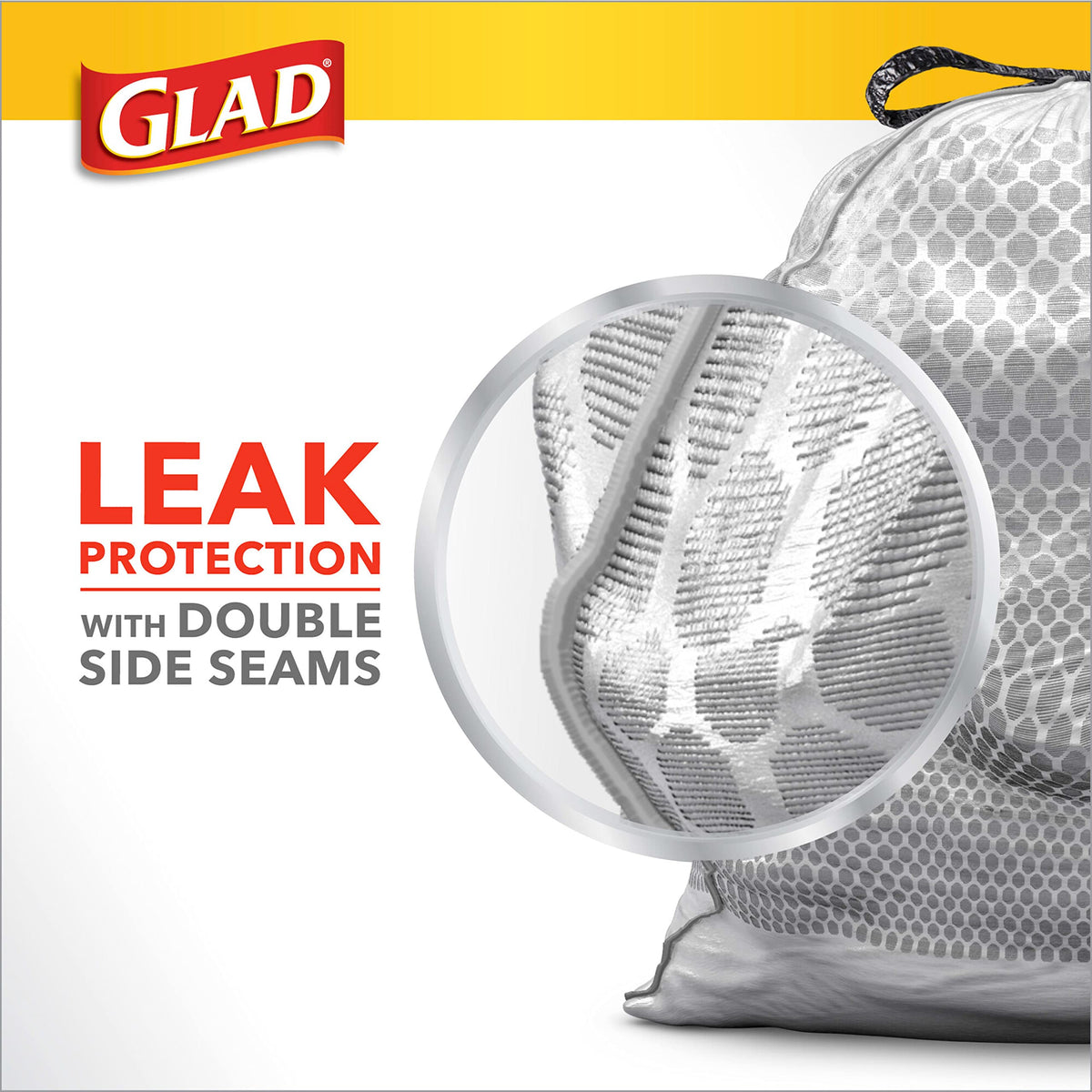 Glad ForceFlex Tall Kitchen Drawstring Trash Bags 13 Gallon Grey Trash Bag, Unscented 110 Count (Package May Vary)
