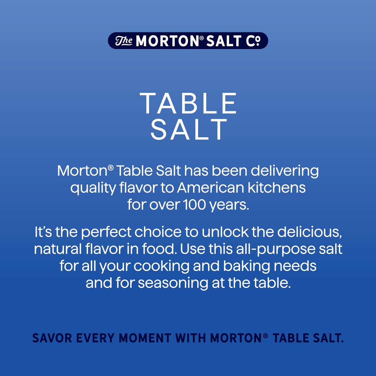 Morton Plain Salt, (26 oz), 2-Pack - All-Purpose, Non-Iodized Salt, Perfect for Cooking & Table Use