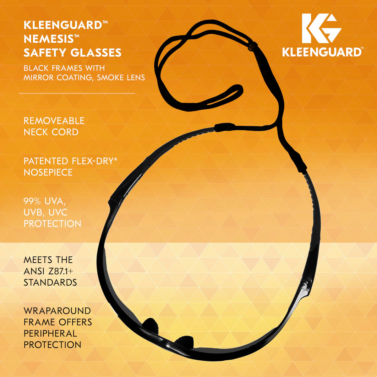 KleenGuard™ V30 Nemesis™ Safety Glasses (25688), with Mirror Coating, Smoke Lenses, Black Frame, Unisex Sunglasses for Men and Women (Qty 12)