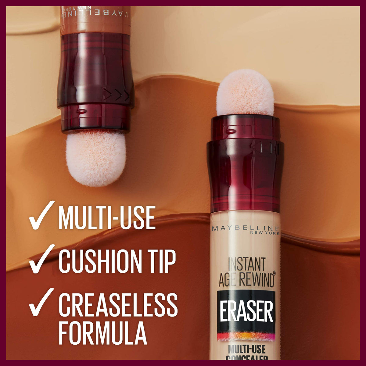 Maybelline Instant Age Rewind Eraser Dark Circles Treatment Multi-Use Concealer, Mahogany, 0.2 Fl Oz (Pack of 2) (Packaging May Vary)