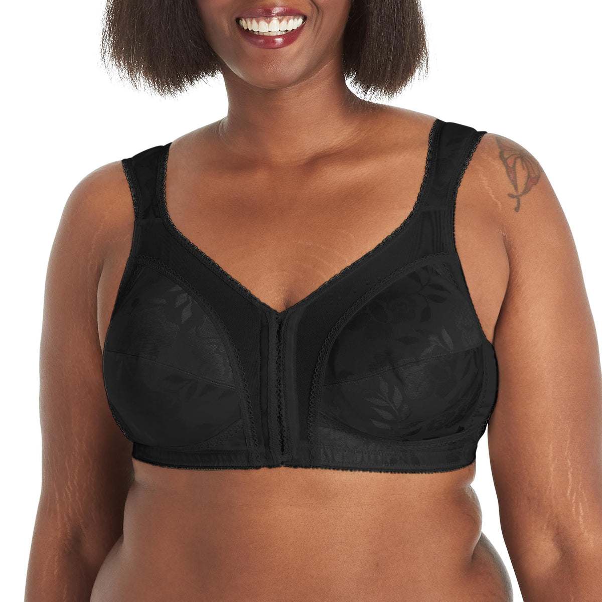 Playtex womens 18 Hour Front-close Wirefree W/ Flex Back Us4695 Full Coverage Bra, Black, 40D US