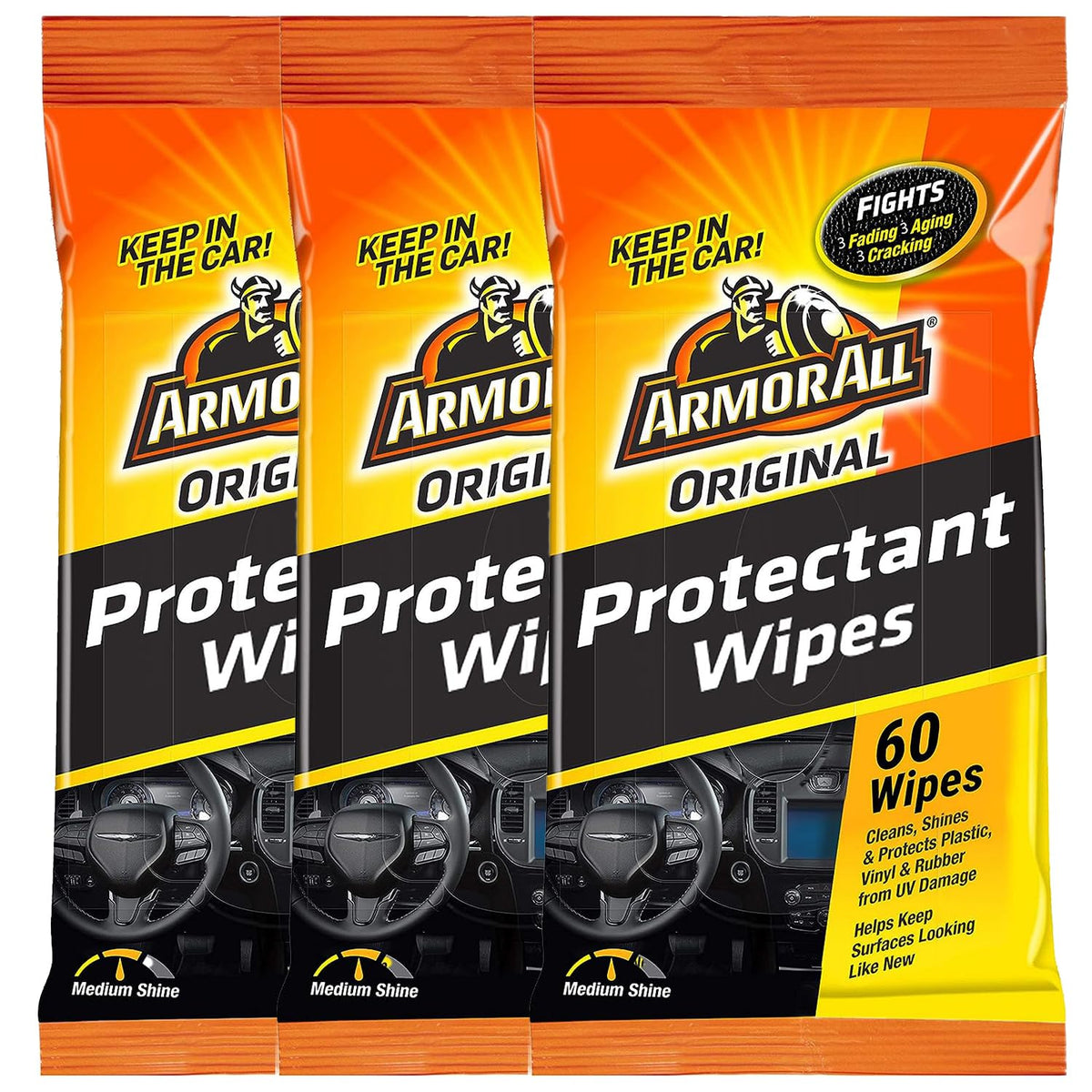 Armor All Wipes in a Pouch, Car Wipes and Interior Care Wipes (Protectant Wipes)