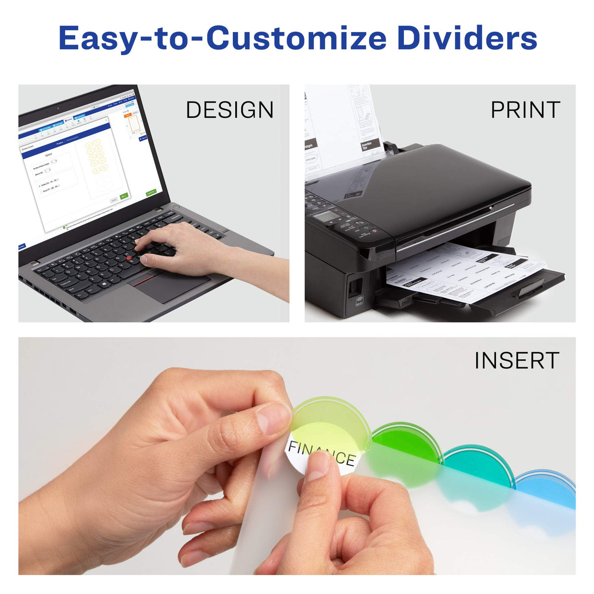 Avery Insertable Style Edge Plastic Dividers for 3 Ring Binders, 8-Tab Set, Multicolor, 1 Set (11201)
