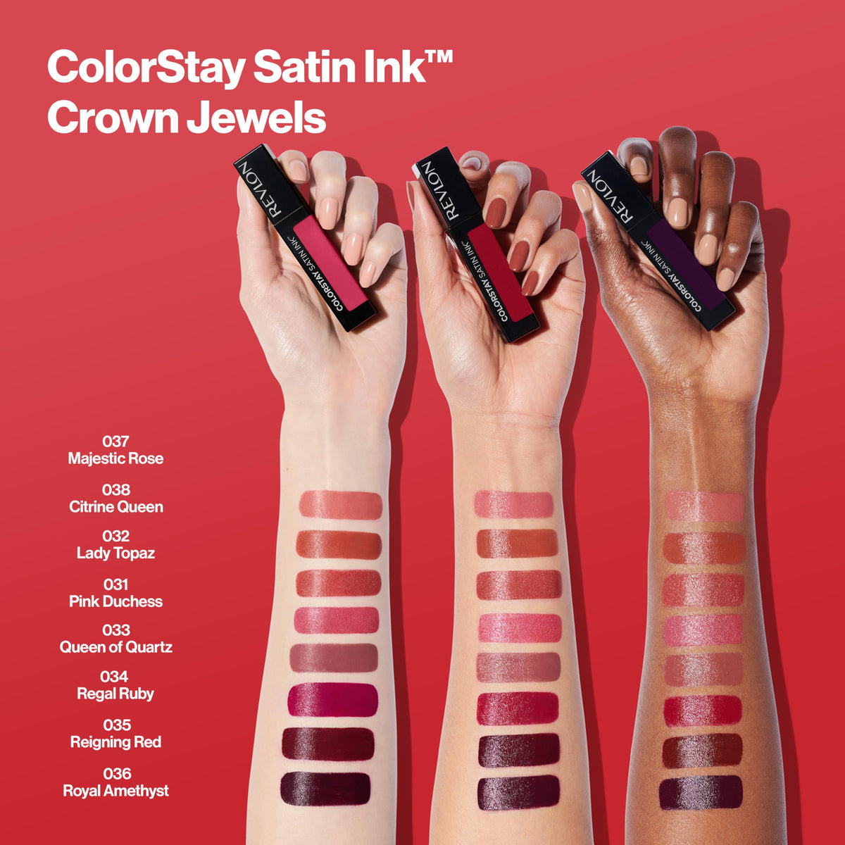 REVLON ColorStay Satin Ink Crown Jewels Liquid Lipstick, Longlasting & Waterproof Lipcolor, Moisturizing Creamy Formula Infused with Black Currant Seed Oil, 031 Pink Duchess, 0.17 fl oz.