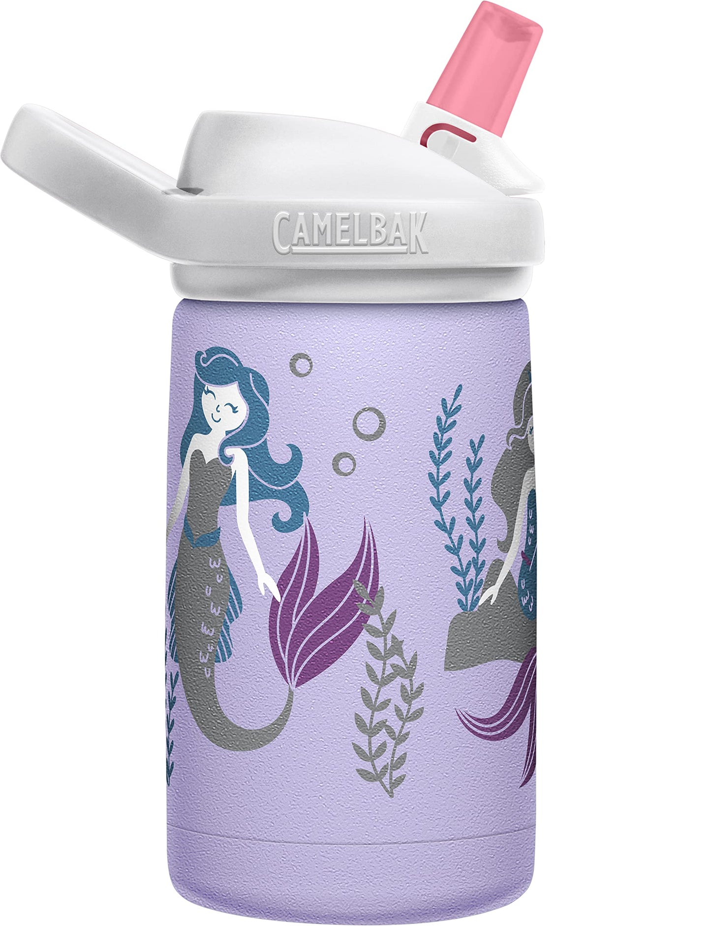 CamelBak Eddy+ Kids Bite Valve Straw Insulated Stainless Steel Water Bottle Moonlight Mermaids, 12oz