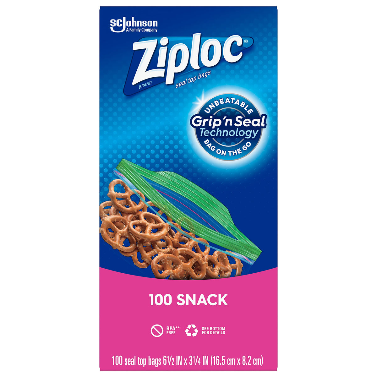 Ziploc Snack Bags, Value Pack, 100-pack