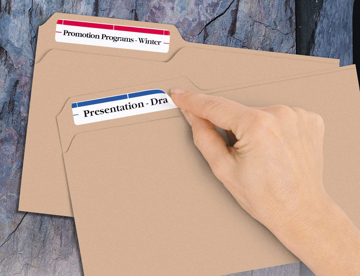 Avery File Folder Labels with Sure Feed, 2/3" x 3-7/16", 750 Printable Labels, Removable, Assorted (6466)