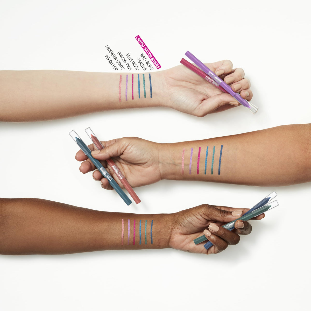 MAYBELLINE Tattoo Studio Sharpenable Eyeliner Pencil, 36 Hour Wear, Waterproof, Blue Disco, 1 Count