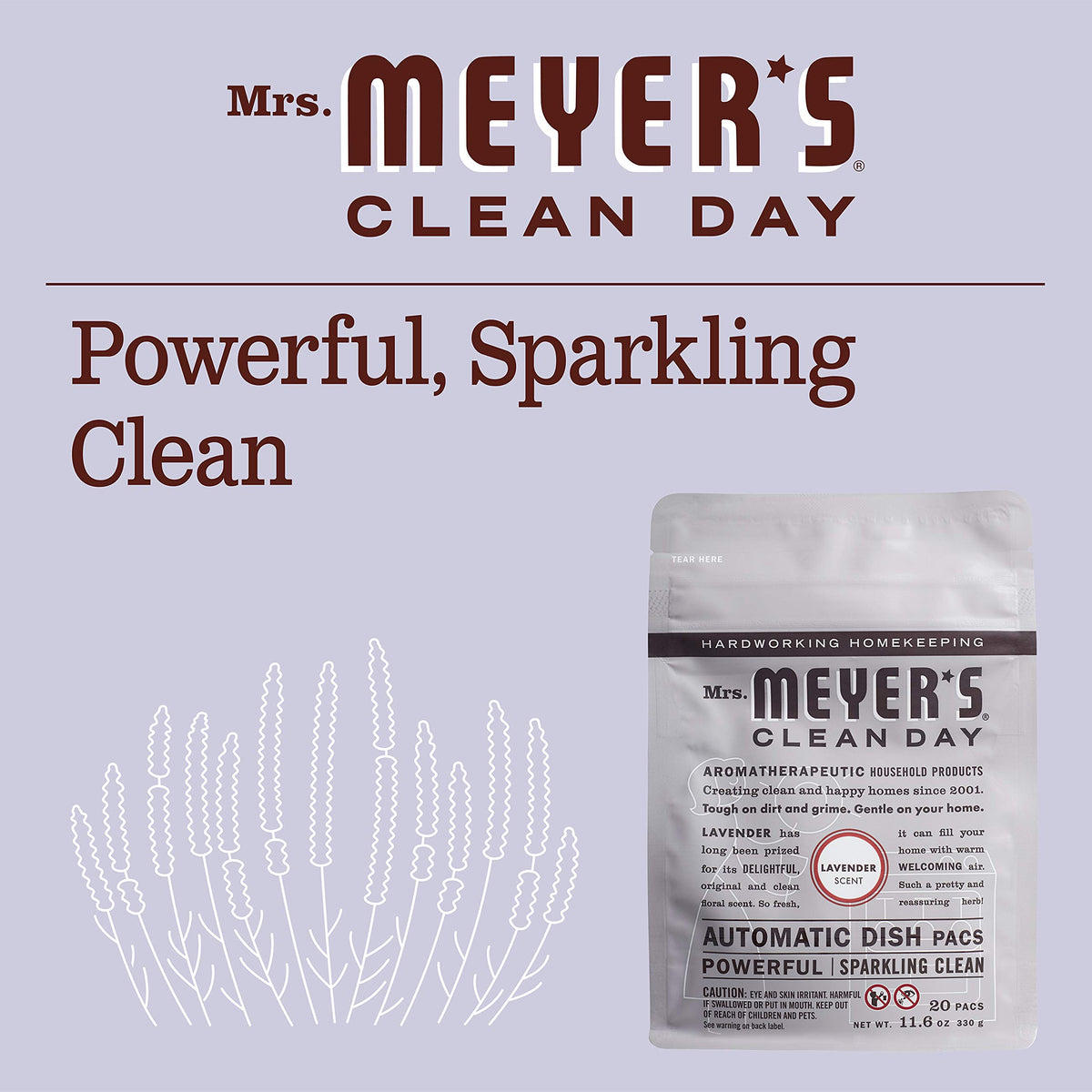 MRS. MEYER'S CLEAN DAY Automatic Dishwasher Pods, Lavender, 20 Count
