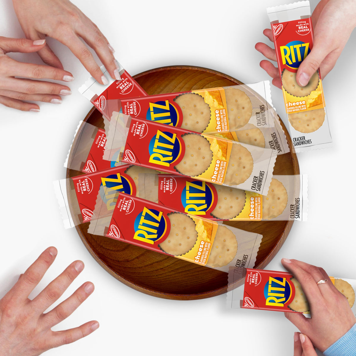 RITZ Cheese Sandwich Crackers, Lunch Snacks, 112 Snack Packs (14 Boxes, 6 Crackers Per Pack)