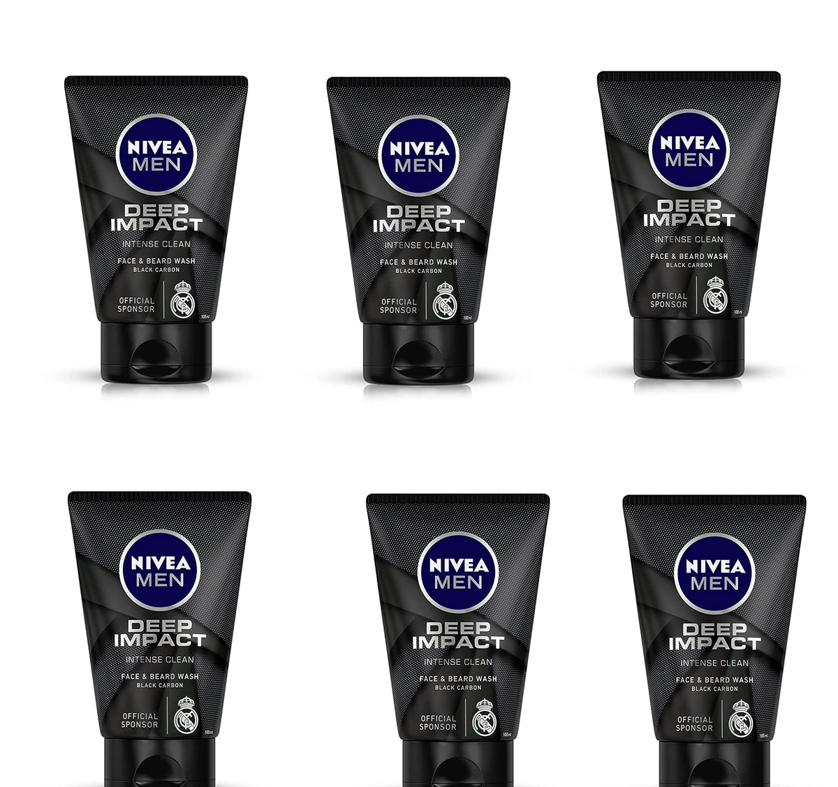 Nivea Men Deep Cleansing Beard And Face Wash 3.3 Ounce (100ml) (6 Pack)