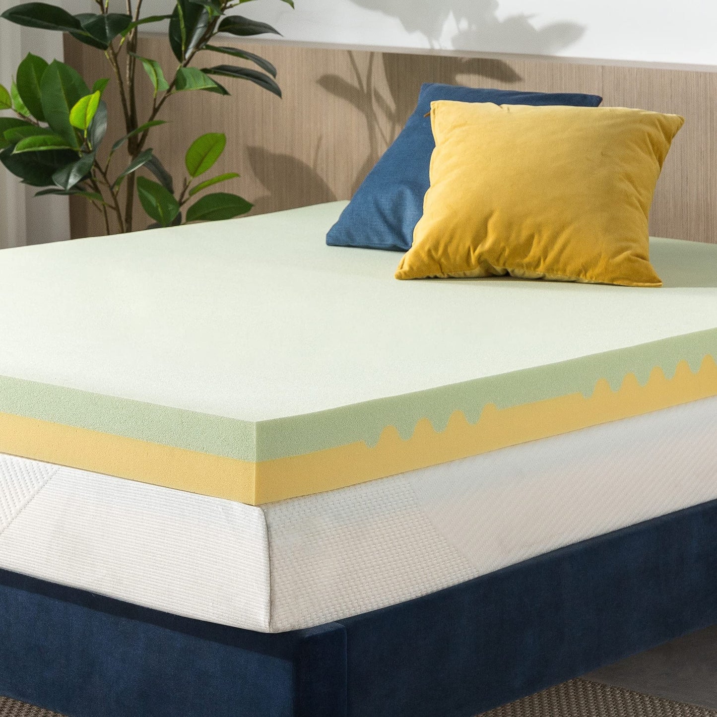 ZINUS 4 Inch Green Tea TorsoTec Memory Foam Mattress Topper, Pressure-Relieving, Lumbar Support, CertiPUR-US Certified, Queen