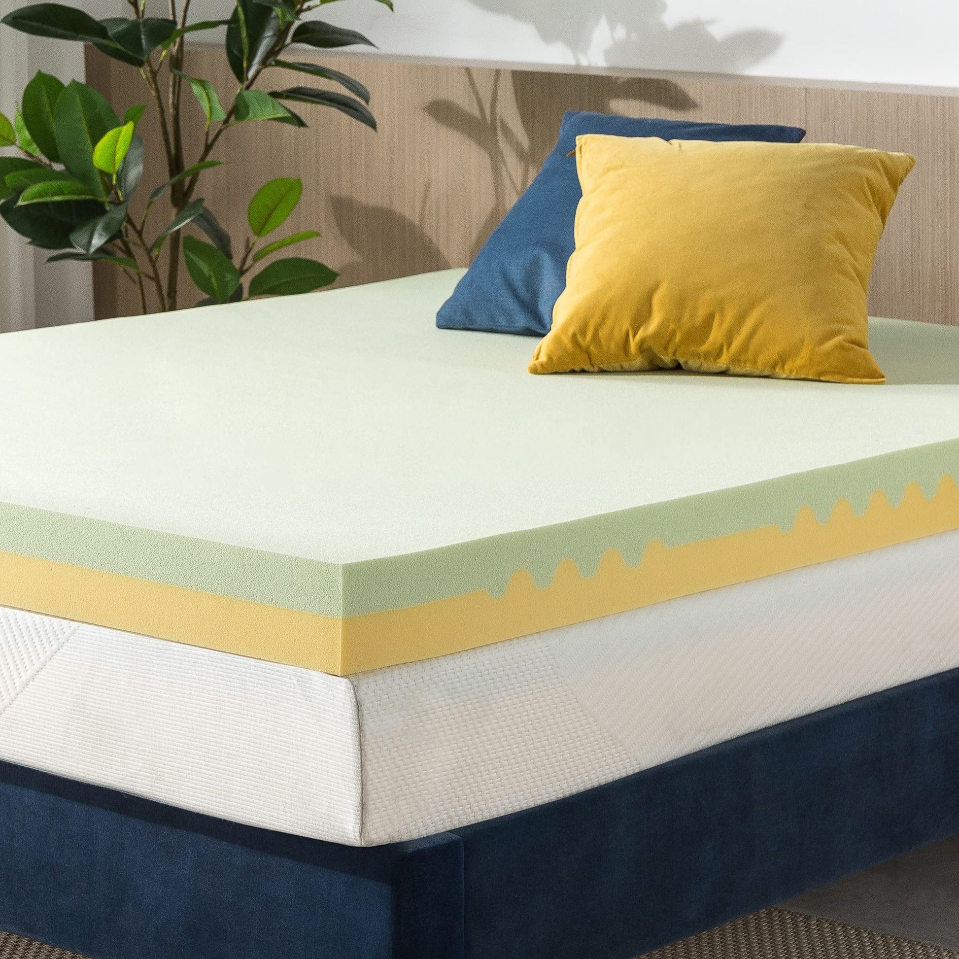 ZINUS 4 Inch Green Tea TorsoTec Memory Foam Mattress Topper, Pressure-Relieving, Lumbar Support, CertiPUR-US Certified, Queen
