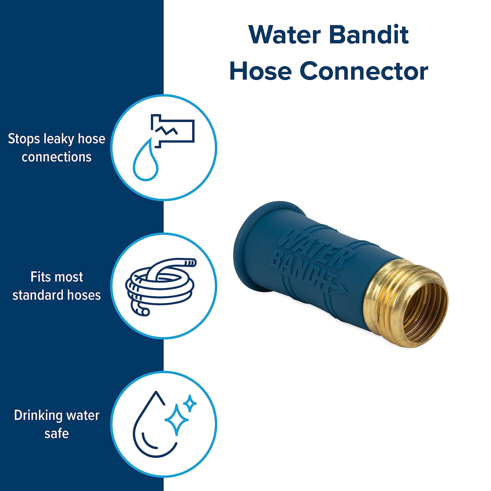 Camco Water Bandit - Easily Connect Your RV Water Hose to Damaged or Stripped Faucet Threads or Faucets without Thread - Features a Highly Flexible Silicone-Polymer Sleeve (22484)