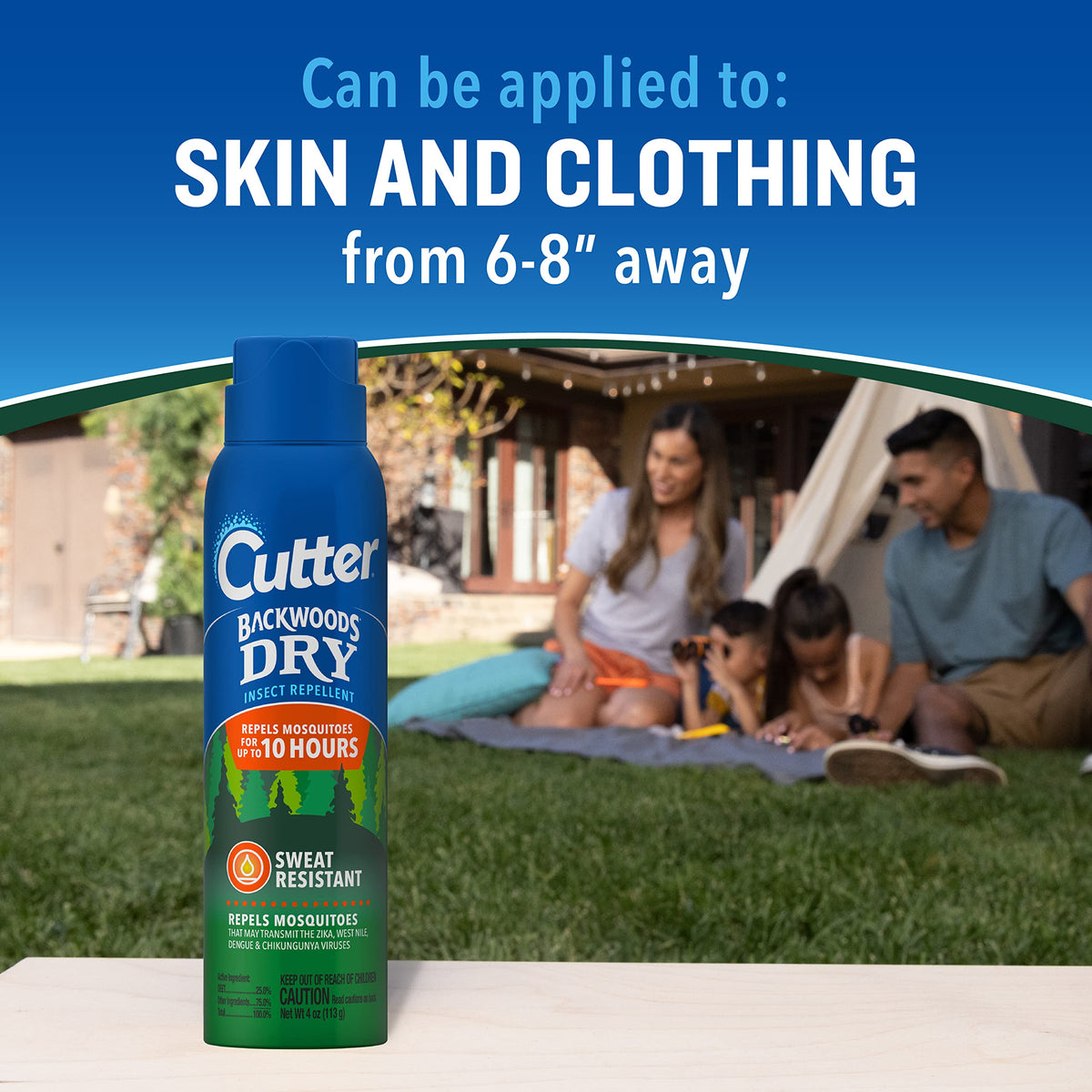Cutter Backwoods Dry Insect Repellent, Aerosol, 4-Ounce