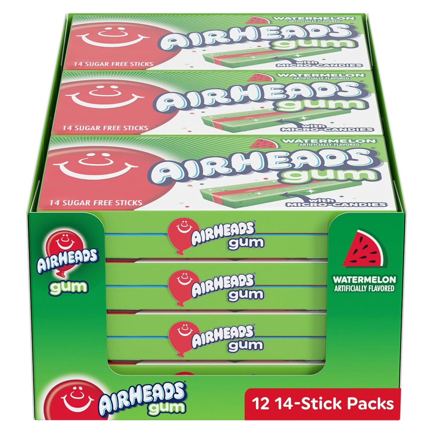 Airheads Watermelon Gum - 12 Count 14 Pcs each