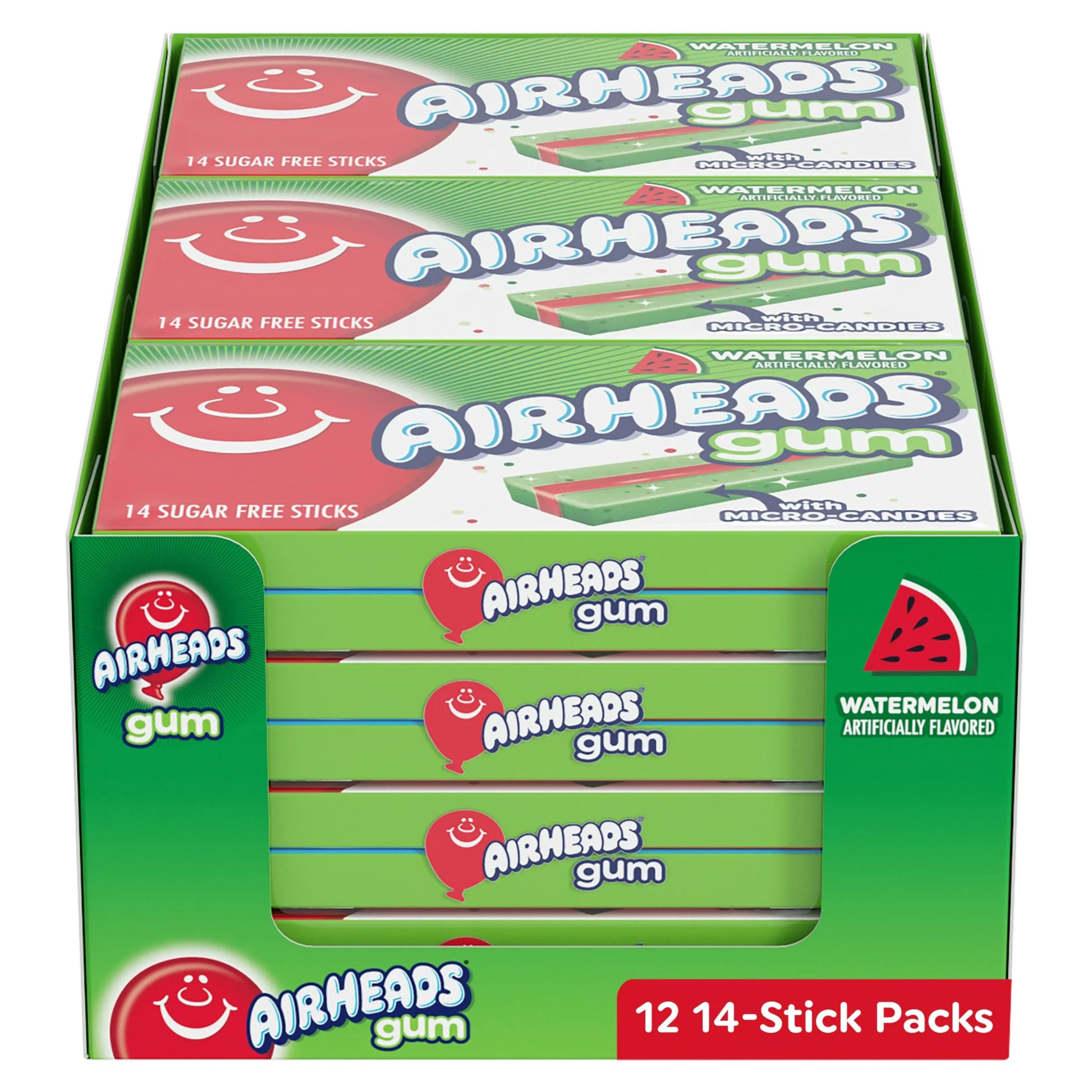 Airheads Watermelon Gum - 12 Count 14 Pcs each
