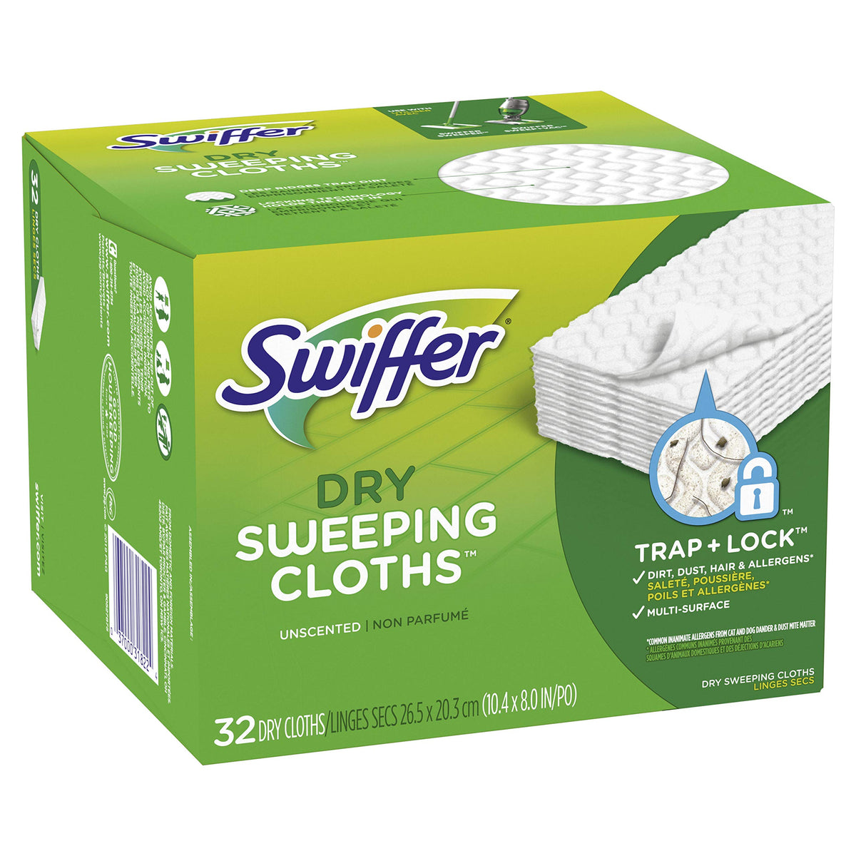 Swiffer Sweeper Dry Sweeping Pad, Multi Surface Refills for Dusters Floor Mop, Unscented, 32 count