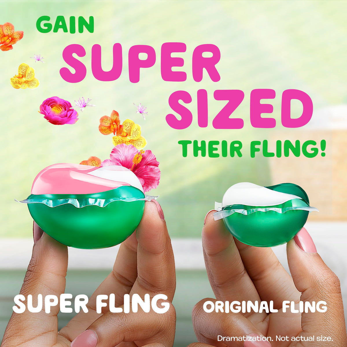 Gain Super Sized Flings Laundry Detergent Pacs, 32 Count, Hibiscus Hula Scent