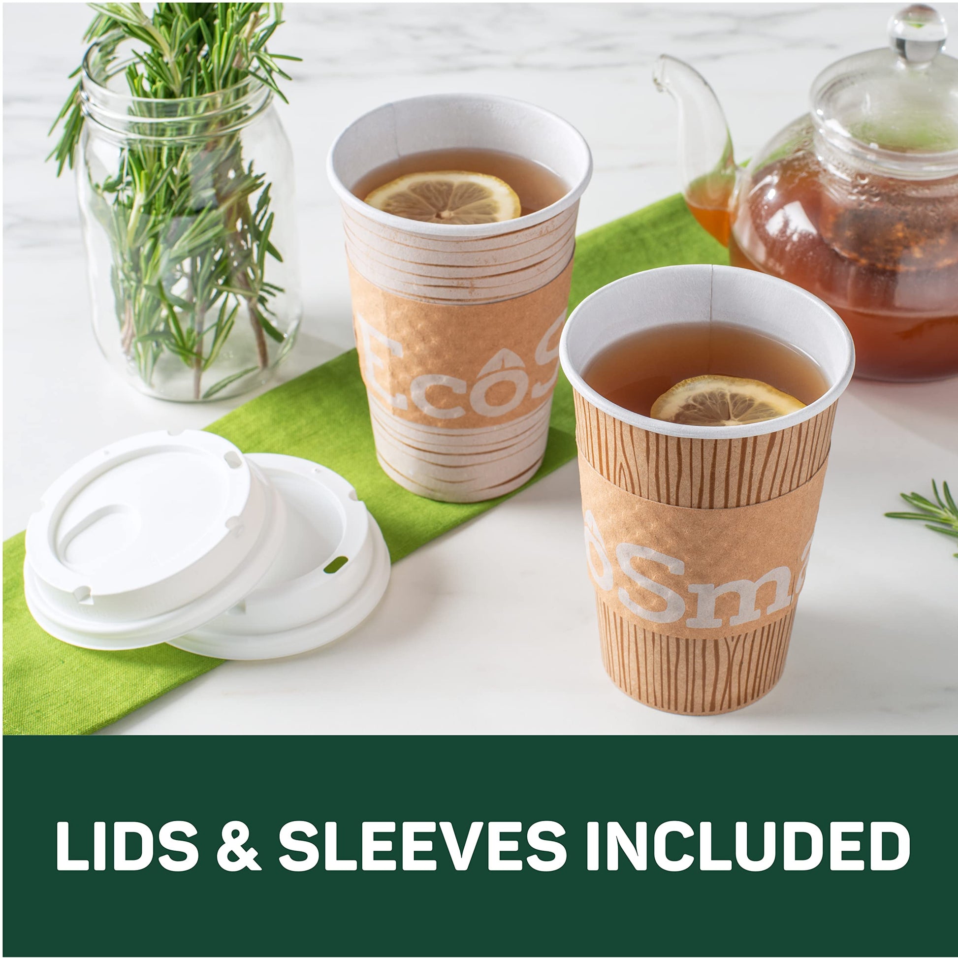 Dixie EcoSmart 100% Recycled Fiber Paper Coffee Cups With Lids, 16 Oz, 96 Count (Pack of 6), Large Paper Coffee Cups For Hot Beverages