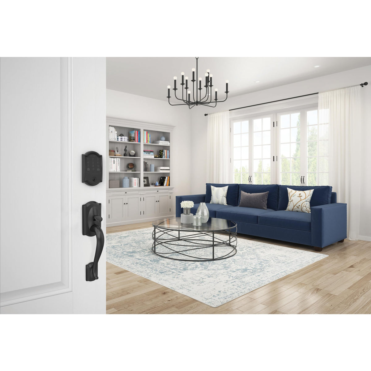Schlage Encode Smart Wi-Fi Deadbolt with Camelot Trim in Matte Black, Lock Only