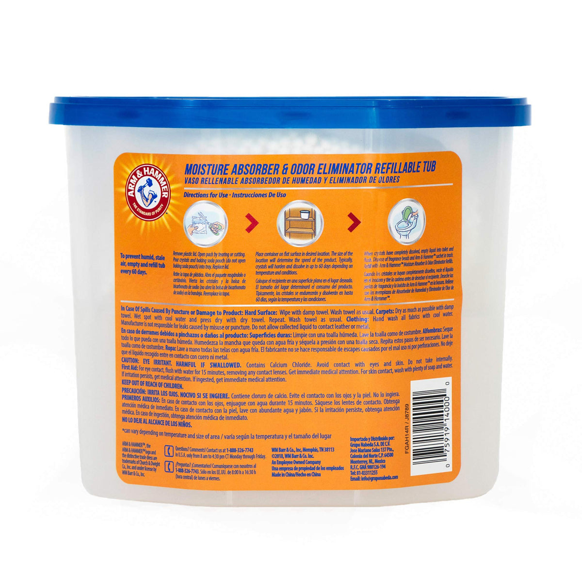 Arm & Hammer AH Refillable Tub 2-14 OZ Amazon Moisture Absorber, 2 Count, White,Blue, 28 Oz