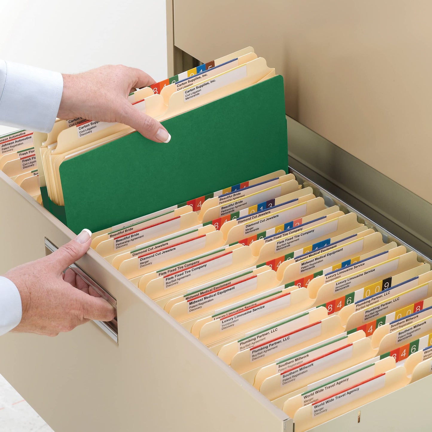 Smead File Pocket, Straight-Cut Tab, 5-1/4" Expansion, Letter Size, Green, 10 per Box (73236)