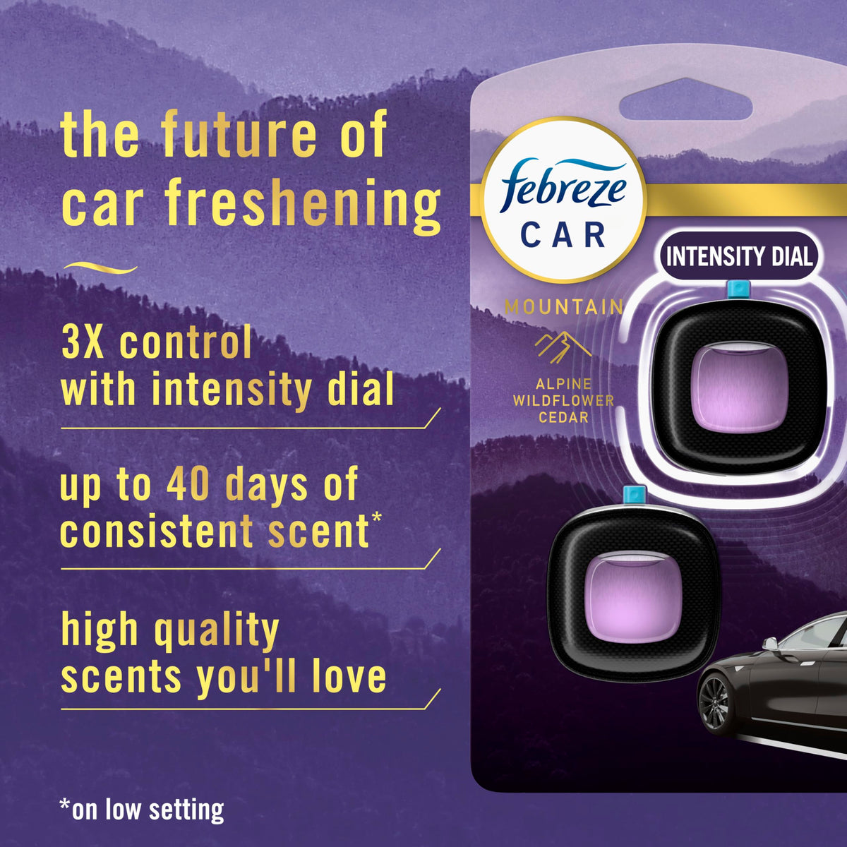 Febreze Car Mountain Scent Air Freshener Vent Clip, .07 oz, 2 Count