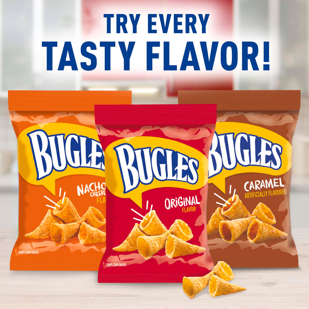 Bugles Corn Snacks, Nacho Cheese, 3 Oz (Pack of 6)