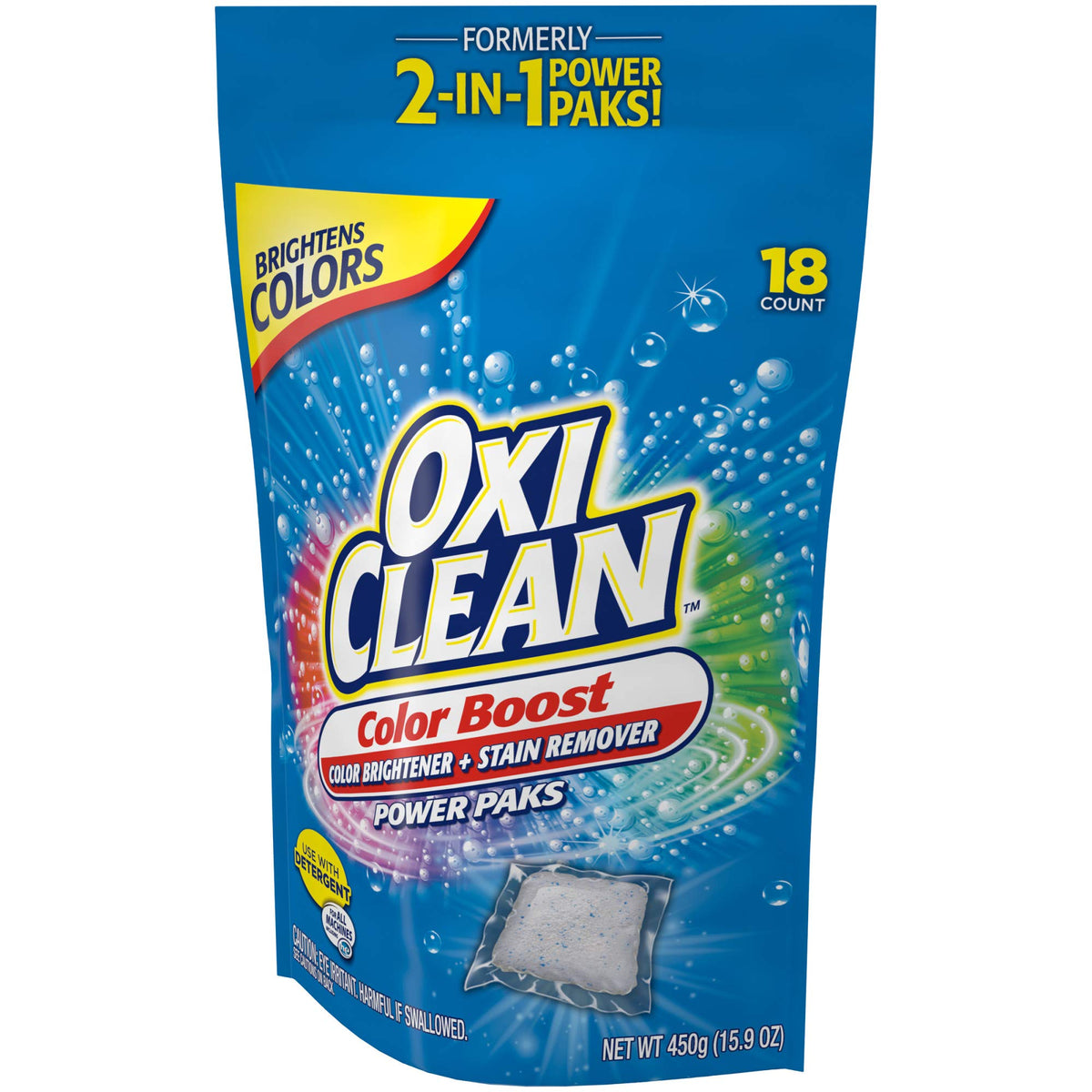 OxiClean Color Boost Color Brightener plus Stain Remover Power Paks, 18 Count (Packaging may vary)