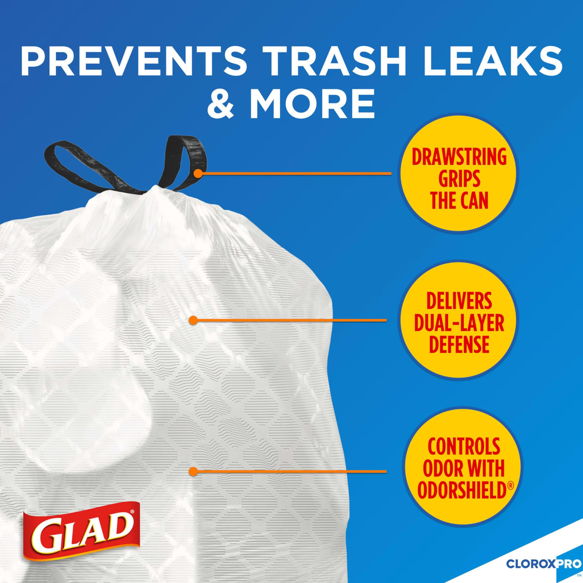 CloroxPro Glad ForceFlex 13 Gallon Tall Kitchen Drawstring Trash Bags, 100 Count (Package May Vary)