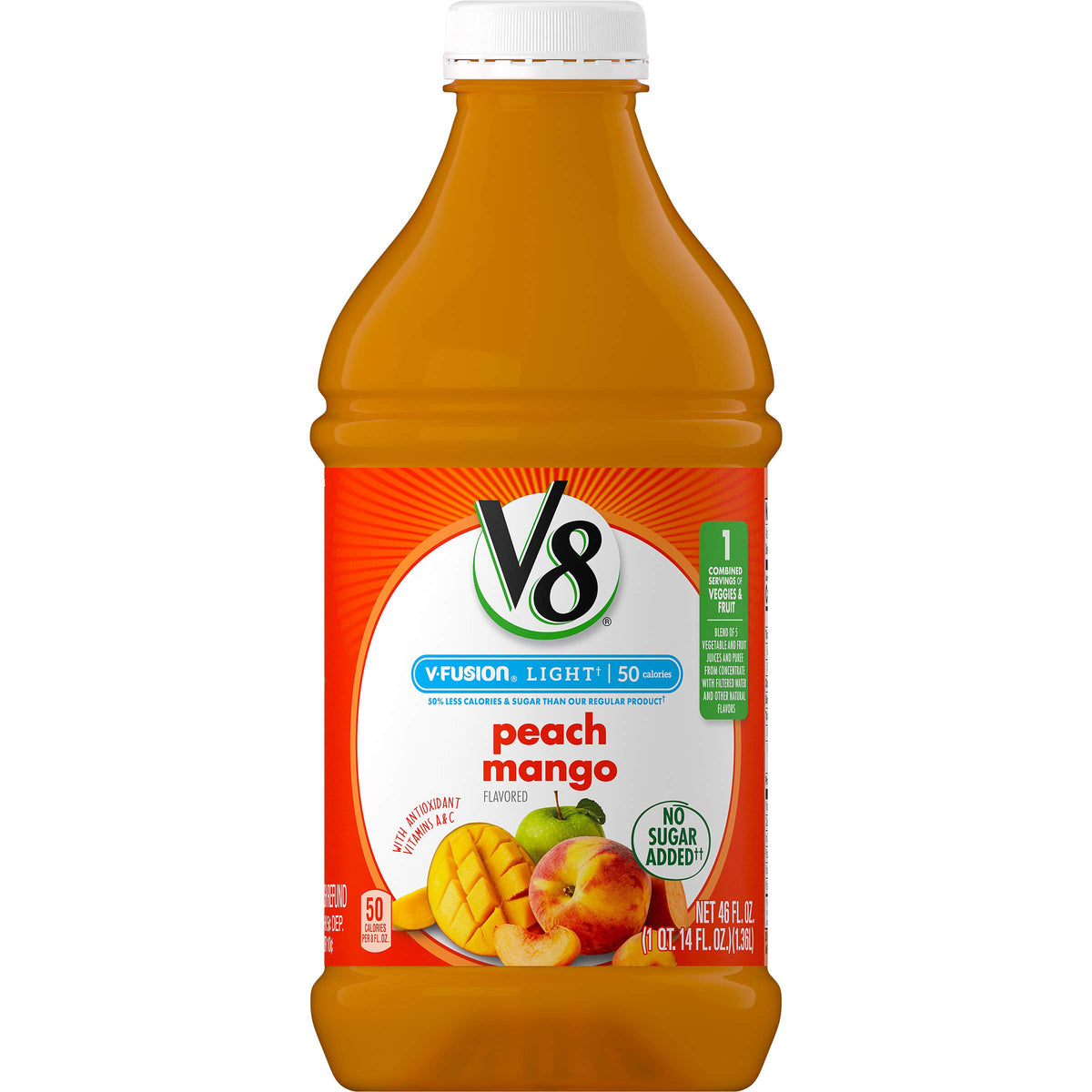 V8 Light Peach Mango, 46 Fl Oz (Pack of 6)
