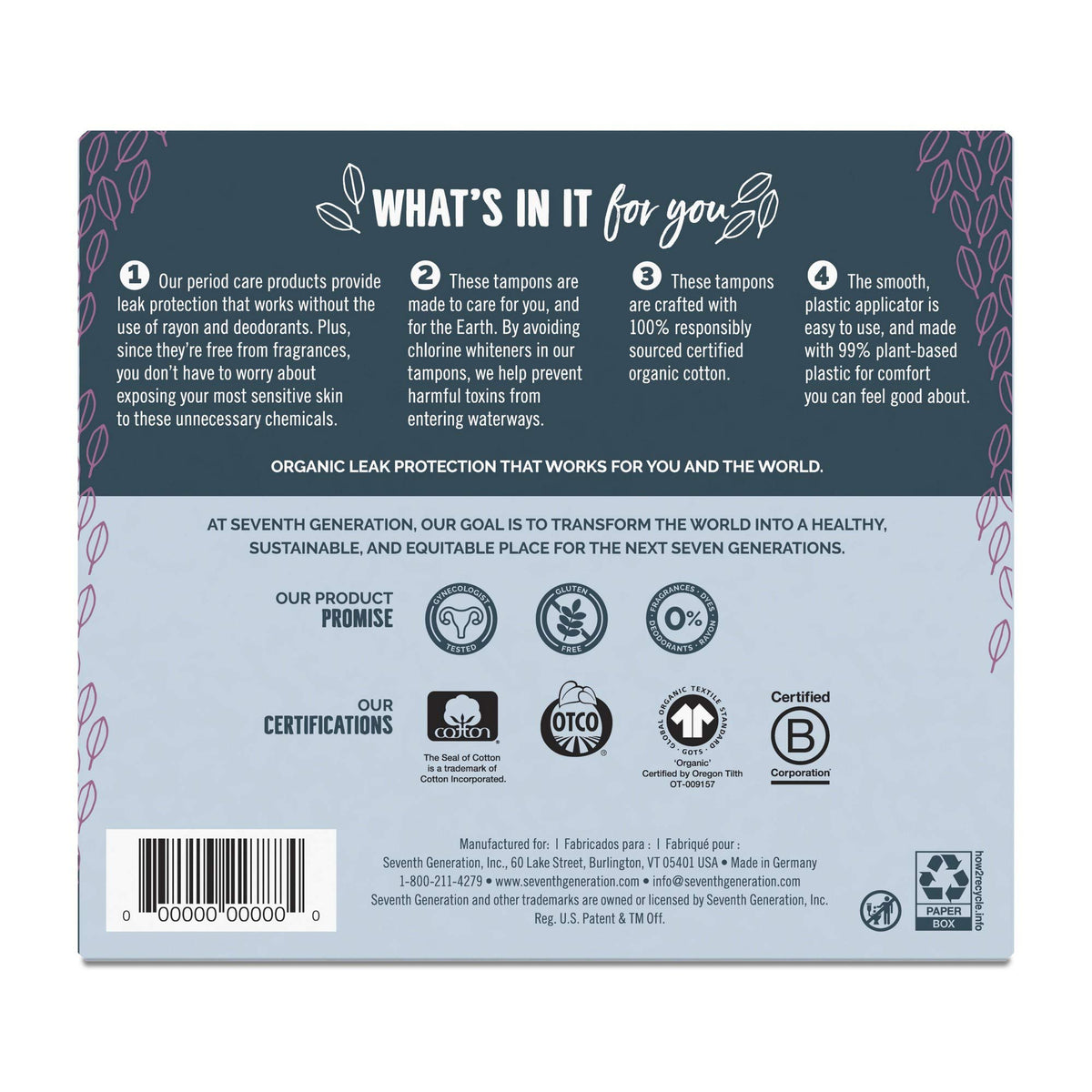 SEVENTH GENERATION Free & Clear Super Tampons with Applicator, 18 CT