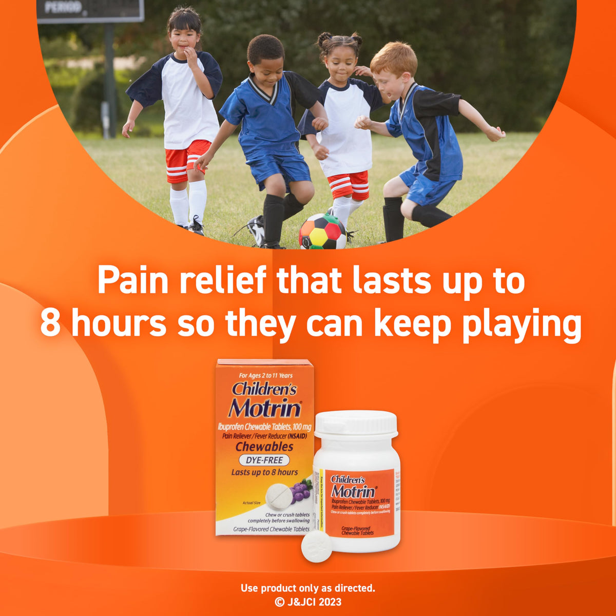 Motrin Children's Dye-Free Ibuprofen Chewable Tablets for Pain & Fever, Grape, 24 Count